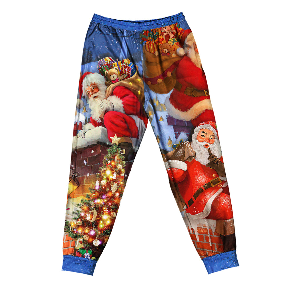 Rooftop Santa Holiday Short Sleeve Pajamas Set For Christmas Mornings And Relaxed Lounging