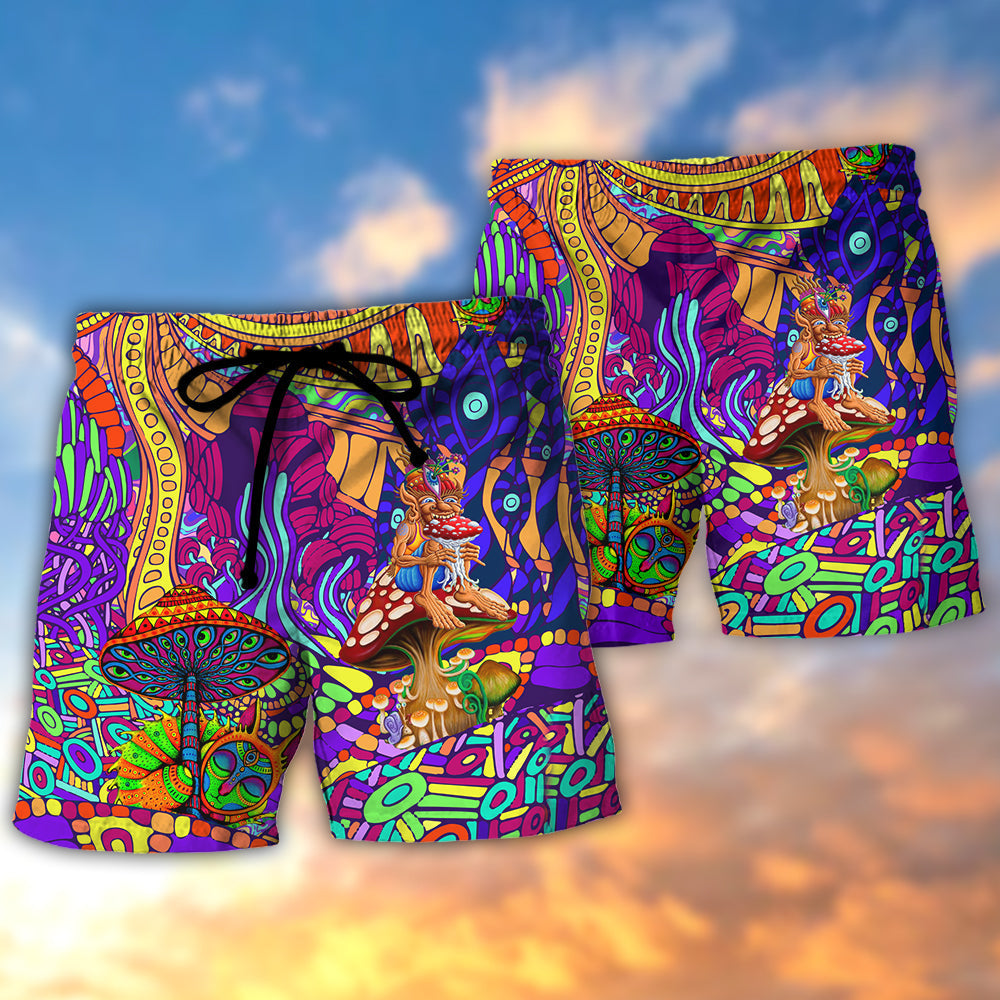 Hippie Colorful Beach Shorts Pattern Detail For Relaxed Weekends And Easy Warm Weather Wear