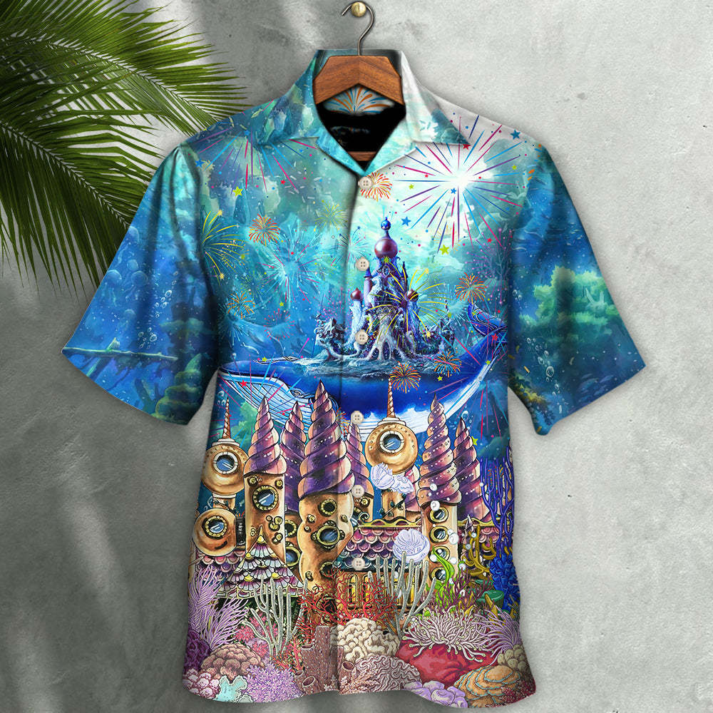 Whale Year Under Ocean Hawaiian Shirt All Over Print Detail For Vacation Style