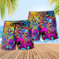Colorful Hippie Skull Octopus Tie Dye Beach Shorts For Beach Trips And Relaxed Vacation Styling