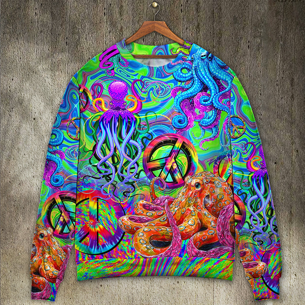 Hippie Funny Octopus Colorful Tie Dye Sweater For Colorful Outfits Weekend Events And Thoughtful Gift Giving