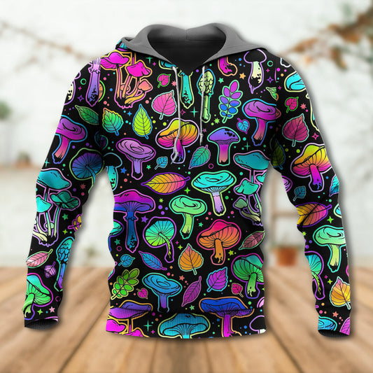 Neon Mushroom Leaf Hoodie For Boho Enthusiasts Seasonal Trips And Thoughtful Gifts