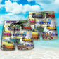 Train Watercolor Mountain Landscape Beach Shorts Artwork Detail For Comfortable Everyday Summer Wear