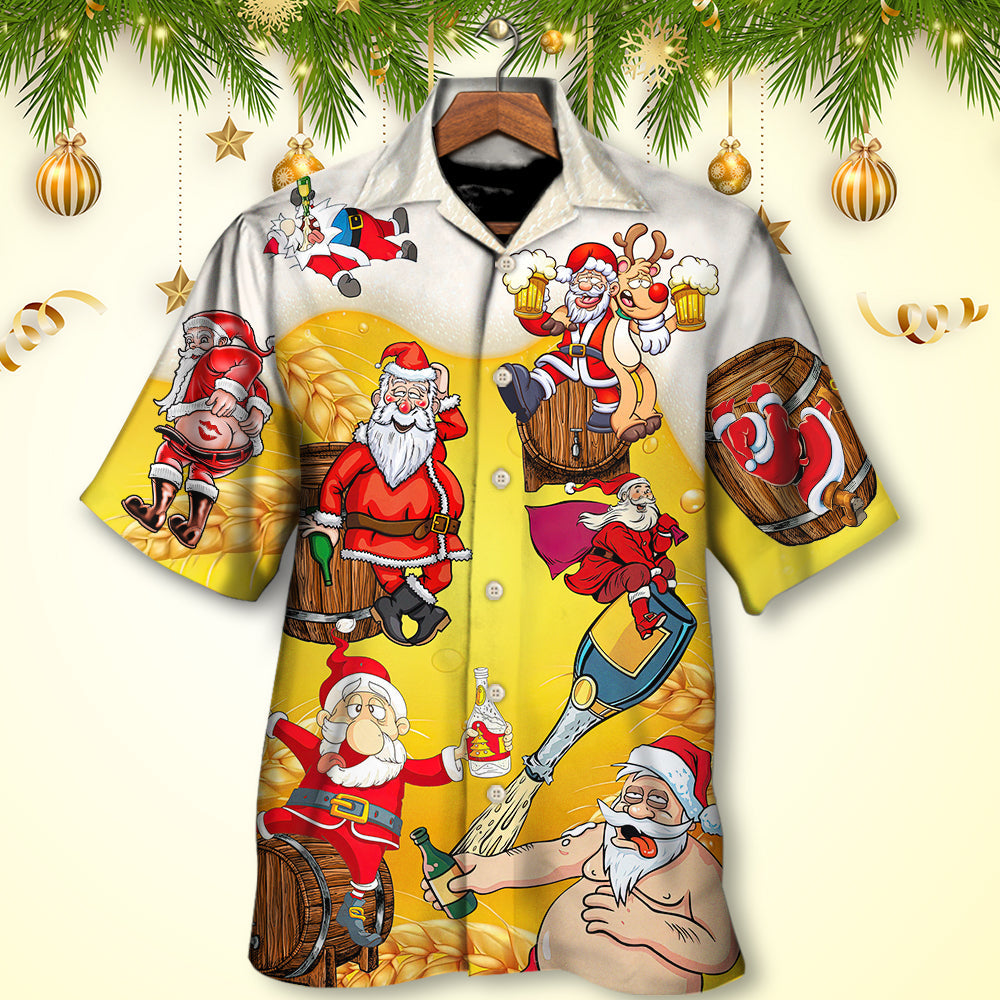 Christmas Santa Hawaiian Shirt Creative Print View For Casual Outings