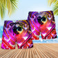 Romantic Cocktail Party Neon Heart Beach Shorts For Warm Weather Travel And Everyday Comfort