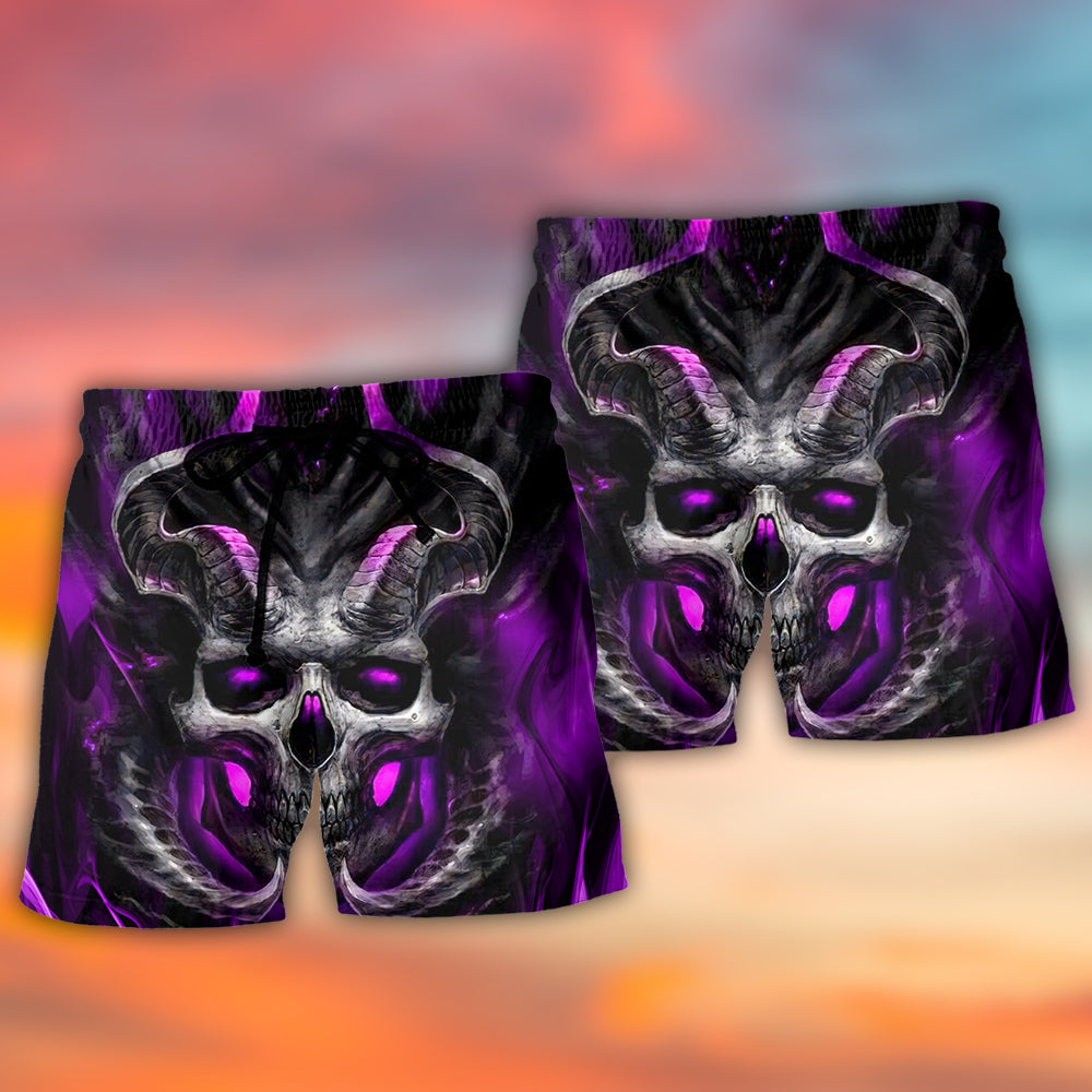 Skull Dark Purple Lightning Beach Shorts Graphic Detail For Resort Trips And Casual Outings