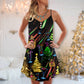 Christmas Celebration Neon Party V-Neck Sleeveless Cami Dress For Summer Events And Comfortable Everyday Style