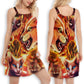 Cat Fire V-Neck Sleeveless Cami Dress For Outdoor Events And Thoughtful Gifting