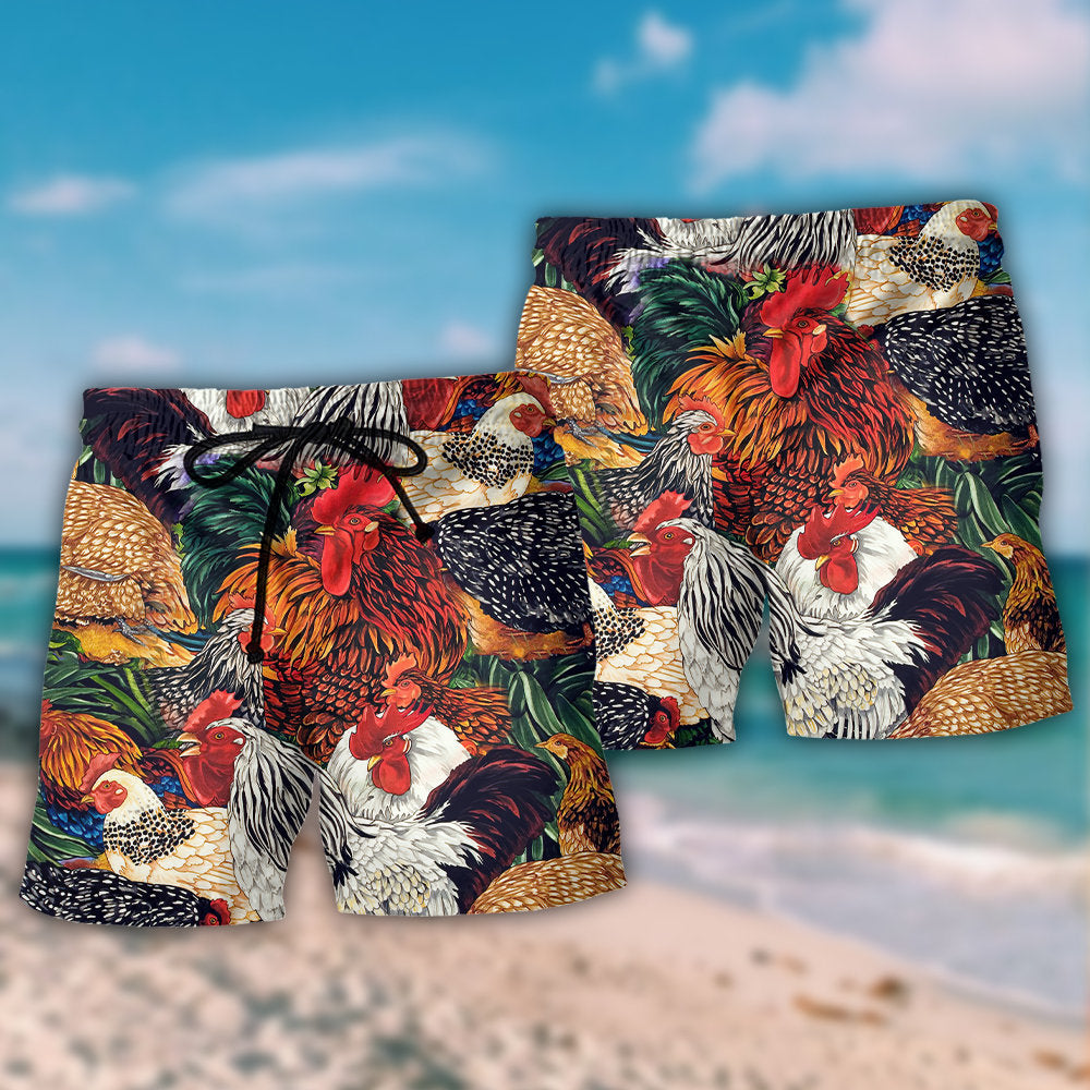 Chicken Farm Love Life Rustic Beach Shorts Pattern View For Coastal Holidays And Casual Activities