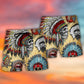 Native Skull Vintage Artistic Beach Shorts For Beach Trips And Relaxed Vacation Styling