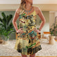 Vintage Pilot Cat Art V-Neck Sleeveless Cami Dress For Vacations And Casual Warm Weather Wear