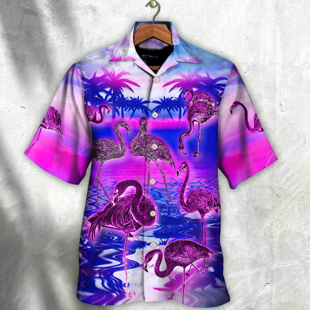 Flamingo Flock Pigeons Hawaiian Shirt Pattern View For Relaxed Warm Weather Outfits