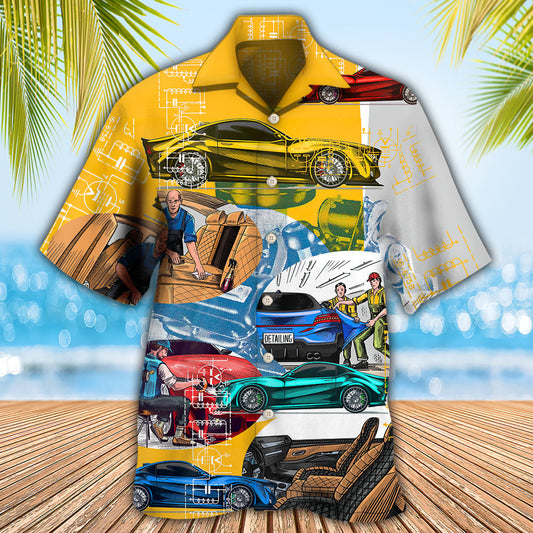 Car Auto Detailing Garage Center Hawaiian Shirt Pattern Detail For Vacation Travel And Daily Wear