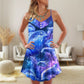 Dolphin Galaxy Neon Glow V-Neck Sleeveless Cami Dress For Mythical Art Lovers And Relaxed Warm Weather Fashion