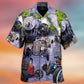 Retro Hot Rod Racing Speed Hawaiian Shirt Collar And Front View For Vacation Style