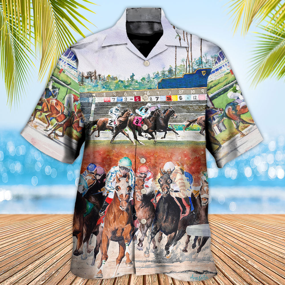 Horse Racing Wild Power Action Hawaiian Shirt Design Detail For Sunny Adventures And Casual Wear