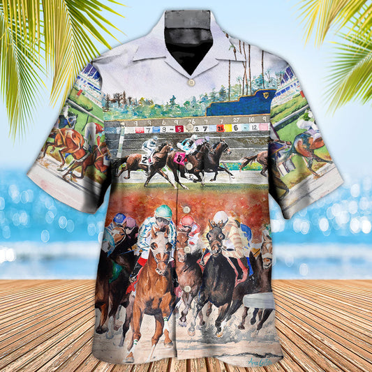 Horse Racing Wild Power Action Hawaiian Shirt Design Detail For Sunny Adventures And Casual Wear