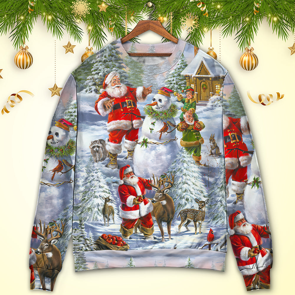 Christmas Santa Snowman Elf Happy Sweater For Holiday Travel Winter Outings And Cheerful Gift Giving