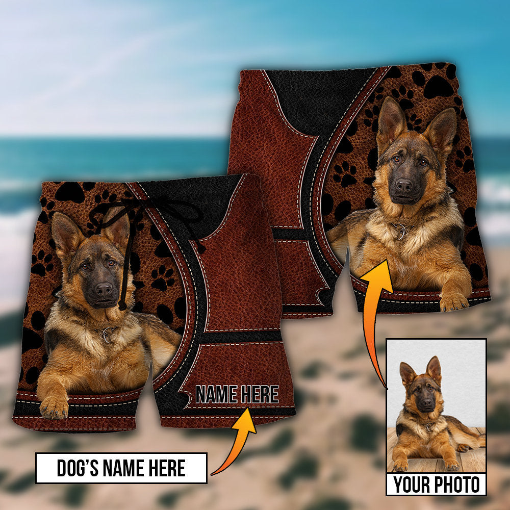 German Shepherd Personalized Photo Beach Shorts Artwork Detail For Tropical Travel And Everyday Wear