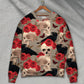 Skull With Rose Flower And Raven Gothic Sweater For Halloween Events Weekend Outings And Creative Gift Giving