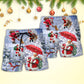 Christmas Santa Tree Beach Shorts Pattern Detail For Casual Outings And Laid Back Styling