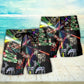 Neon Christmas Tree And Snowman Beach Shorts Design Detail For Weekend Getaways And Beach Days