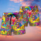 Hippie Music Guitar Musician Beach Shorts Pattern Detail For Vacation Style And Travel Ready Comfort