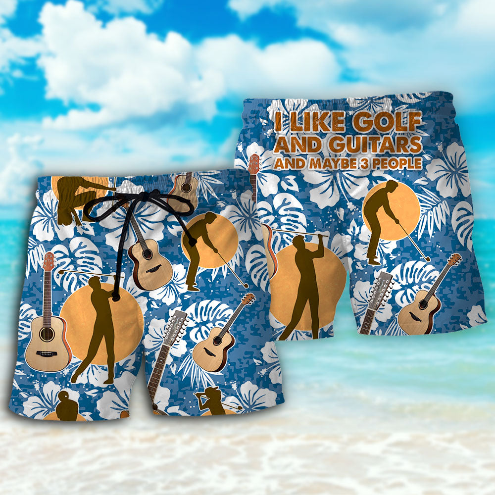 Guitar Golf Lover Beach Shorts Pattern View For Coastal Holidays And Casual Activities