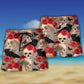 Gothic Skull With Rose And Raven Beach Shorts Pattern View For Resort Days And Outdoor Activities