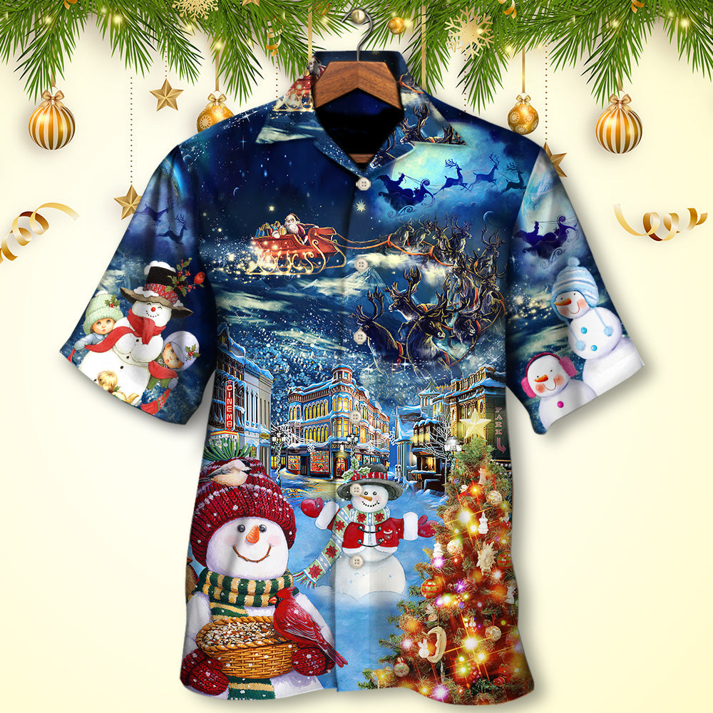 Snowman Christmas Family Light Hawaiian Shirt Pattern Detail For Summer Holidays And Outdoor Fun
