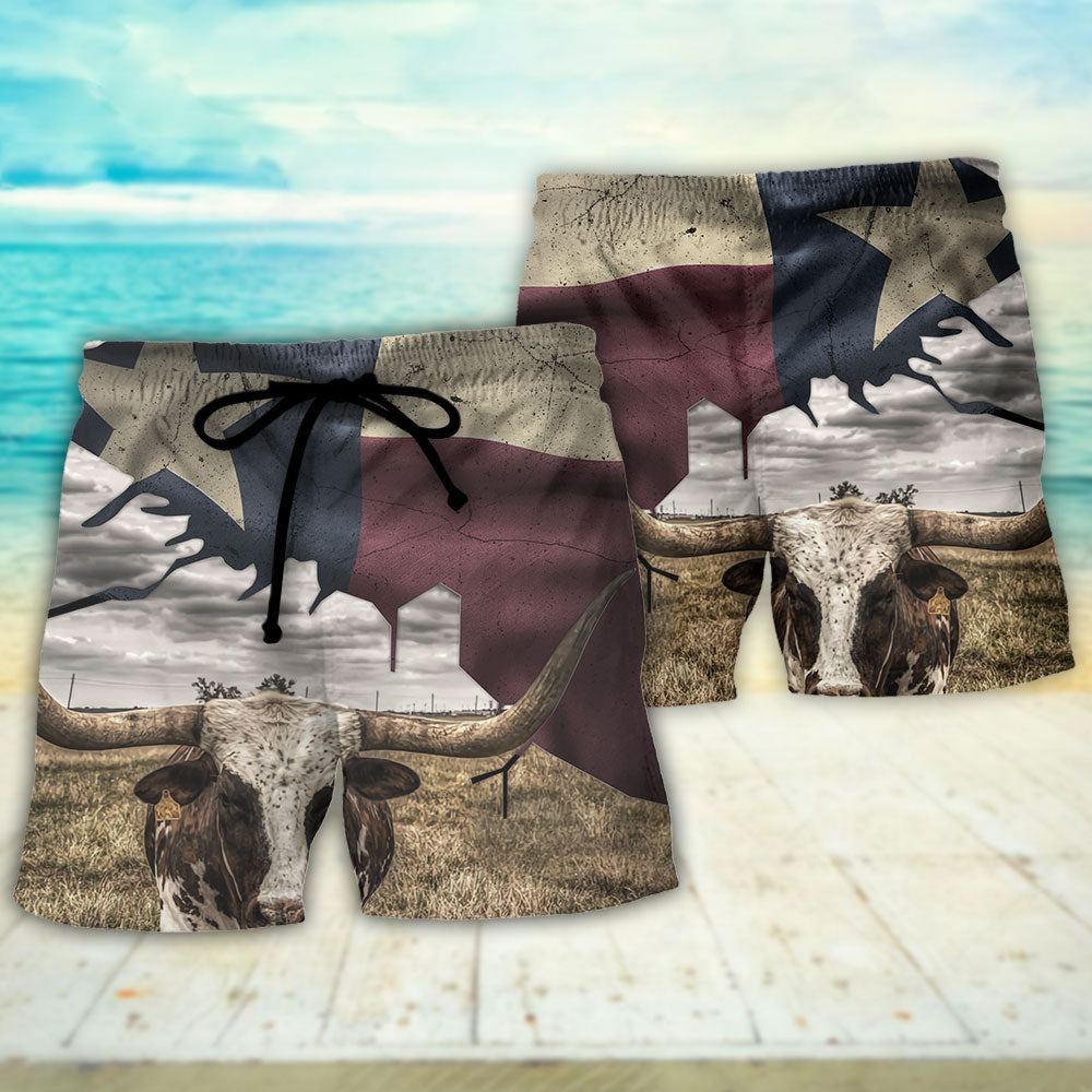 Texas Peace Life Cattle Style Beach Shorts For Western Inspired Warm Weather Style