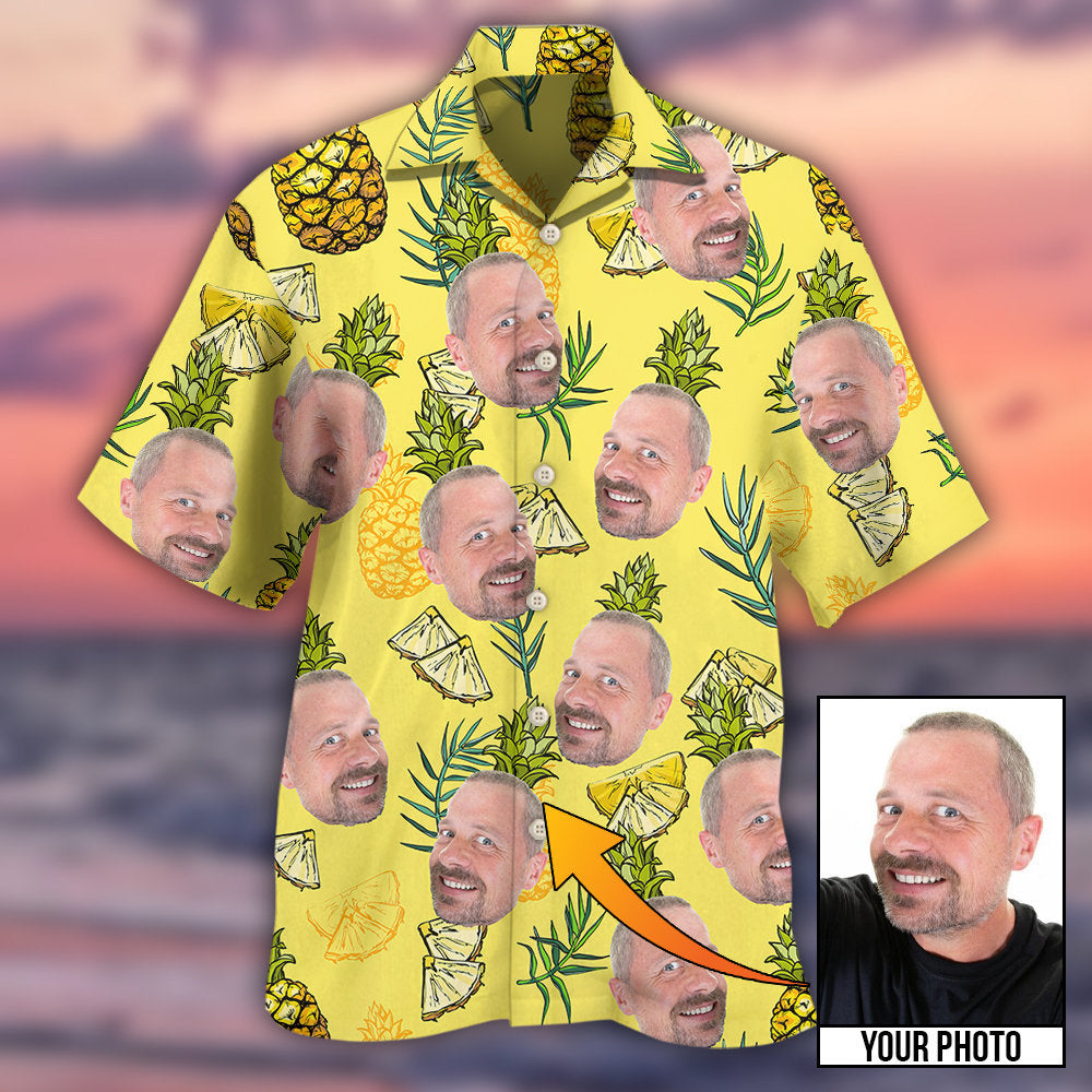 Funny Face Custom Photo Hawaiian Shirt Artwork View For Weekend Travel And Beach Style