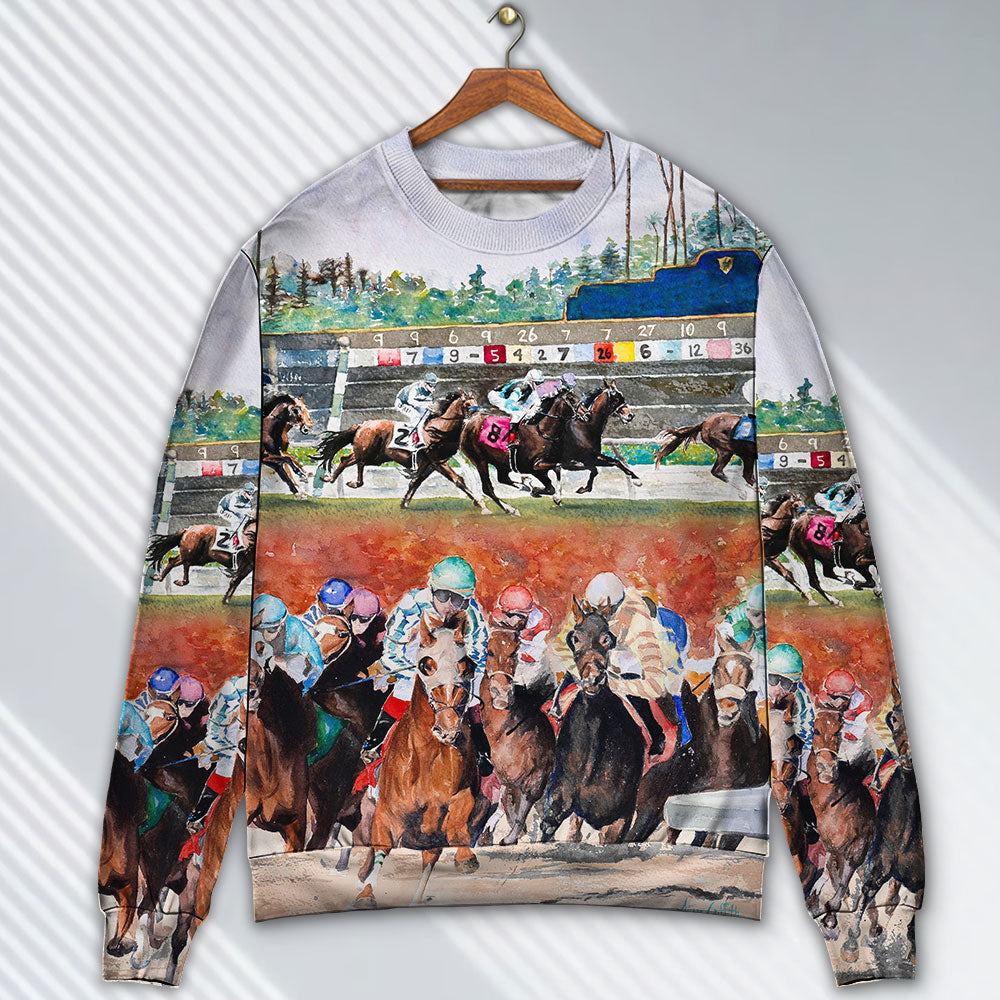 Horse Racing Wild Power Sweater For Casual Styling Weekend Outings And Creative Gift Giving