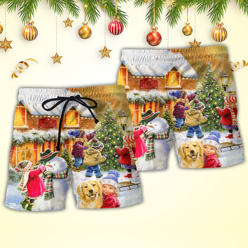Christmas Beach Shorts Pattern Detail For Resort Wear And Easy Warm Weather Wear