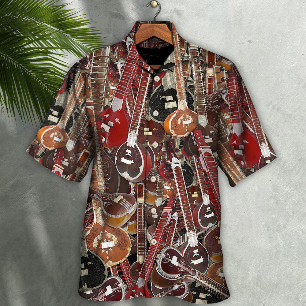 Music Sitar Awesome Play Hawaiian Shirt Pattern View For Relaxed Warm Weather Outfits