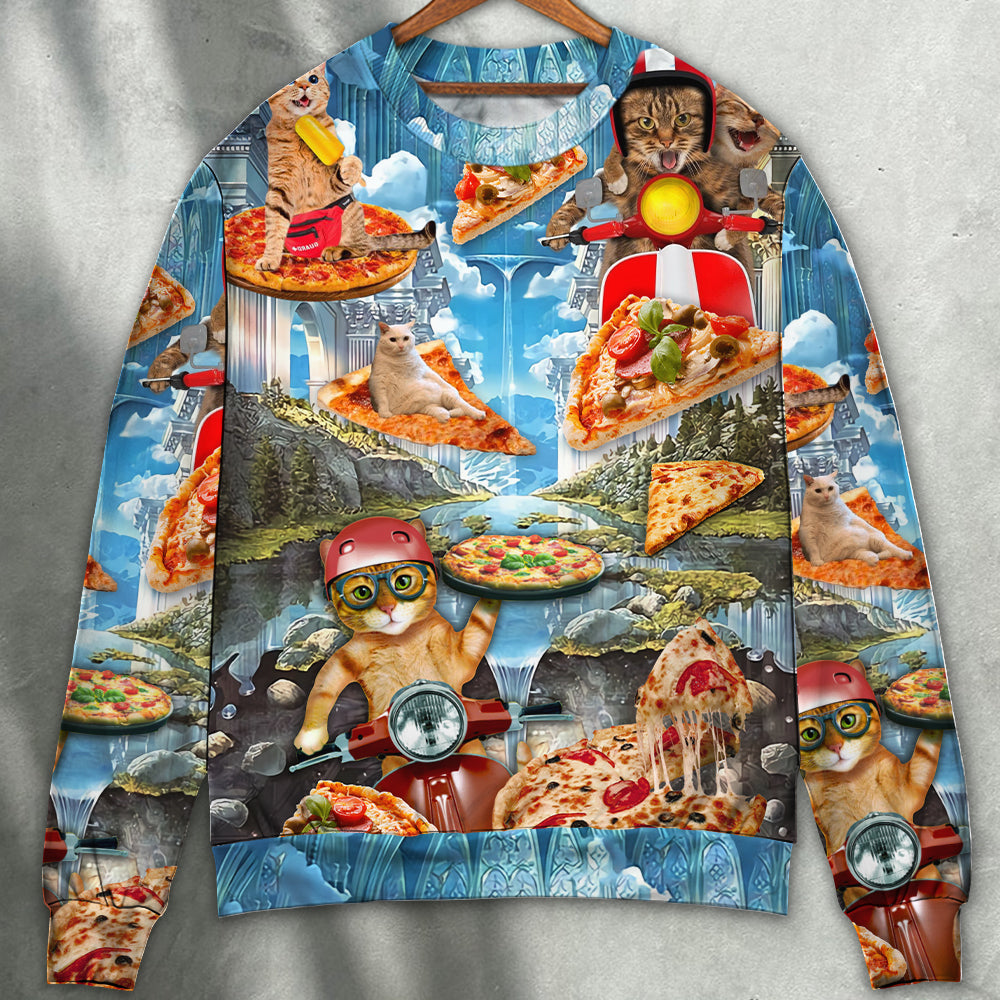 Funny Cat Pizza Sweater For Nature Inspired Fashion Events And Relaxed Everyday Comfort