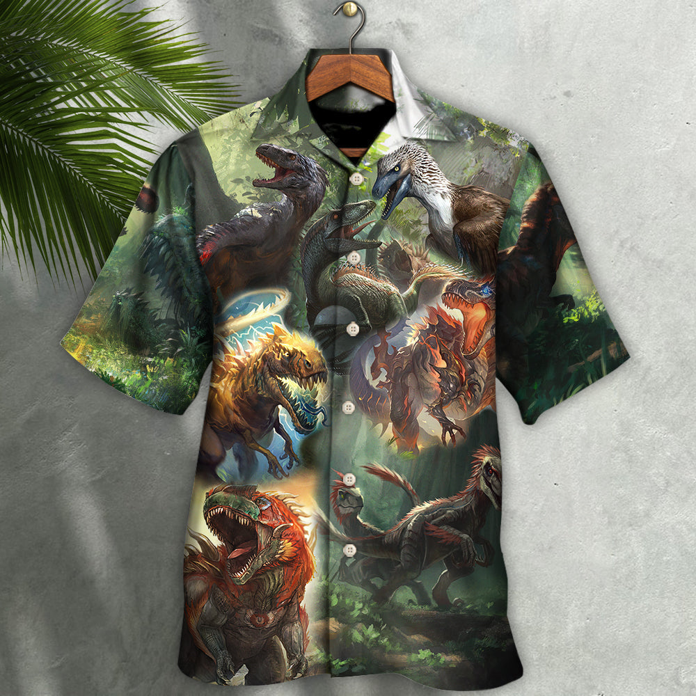 Dinosaur Roar Jungle Hawaiian Shirt All Over Print Detail For Summer Travel