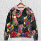 Black Cat Colorful Flowers Sweater For Animal Lovers Casual Wear Holidays And Thoughtful Gifting