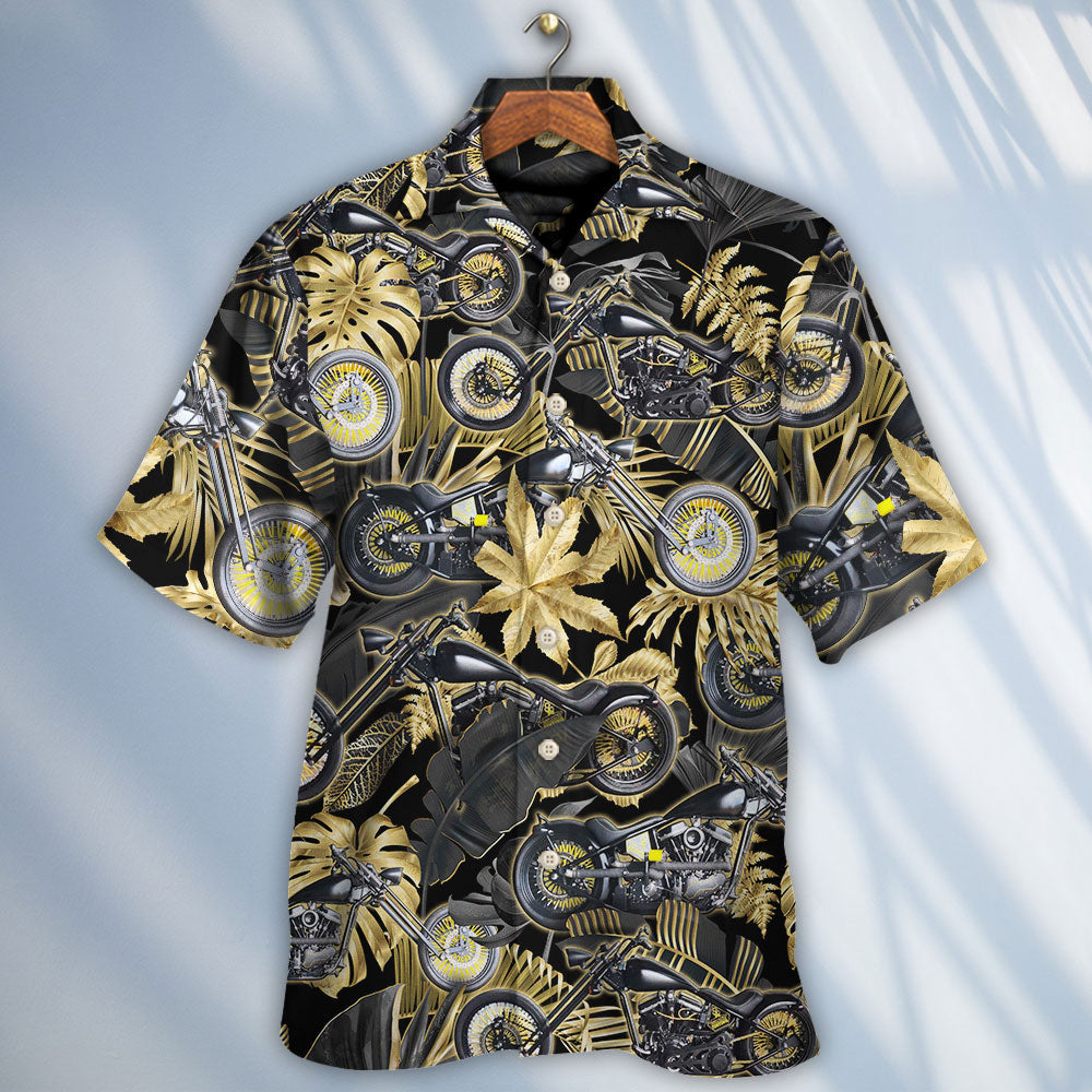 Motorcycle Creative Pattern Hawaiian Shirt Relaxed Style View For Summer Travel