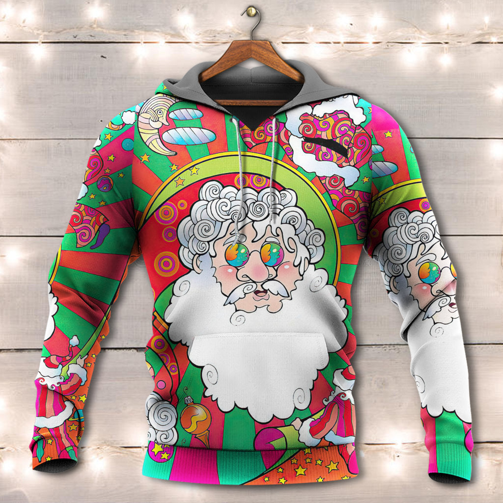 Colorful Hippie Christmas Psychedelic Santa Hoodie For Holiday Parties Weekend Outings And Cheerful Gift Giving