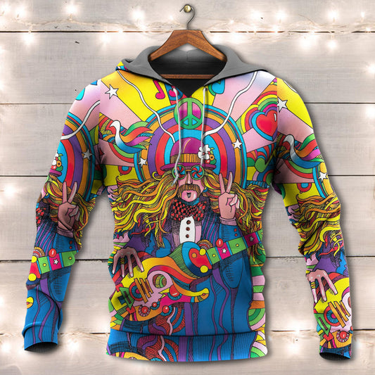 Hippie Colorful Rock Music Hoodie For Musicians Outdoor Activities And Creative Gift Ideas