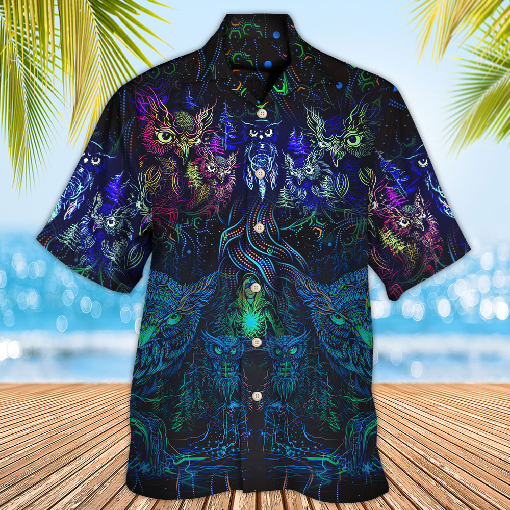 Colorful Owl Witch Darkness Hawaiian Shirt For Poolside Relaxation And Sunny Getaways