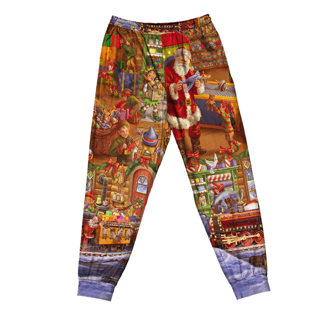 Santa Christmas Happiness Short Sleeve Pajamas Set For Christmas Sleepwear And Family Lounging