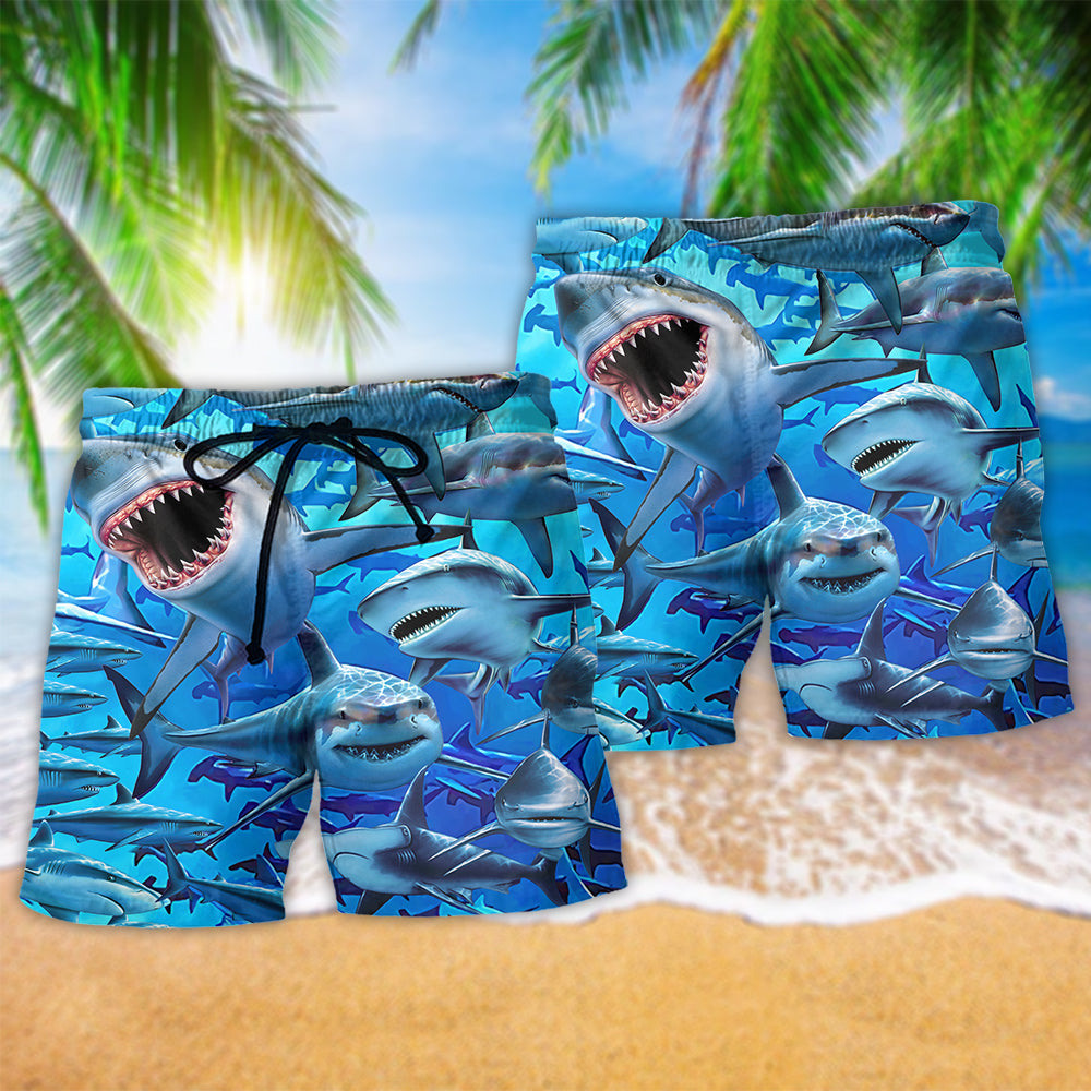 Shark Ocean Beach Shorts For Summer Vacation And Coastal Travel