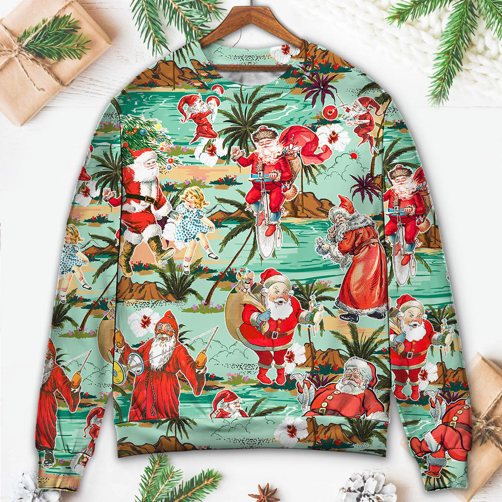 Christmas Santa Vacation Beach Joyful Sweater For Festive Events Weekend Outings And Comfortable Winter Style