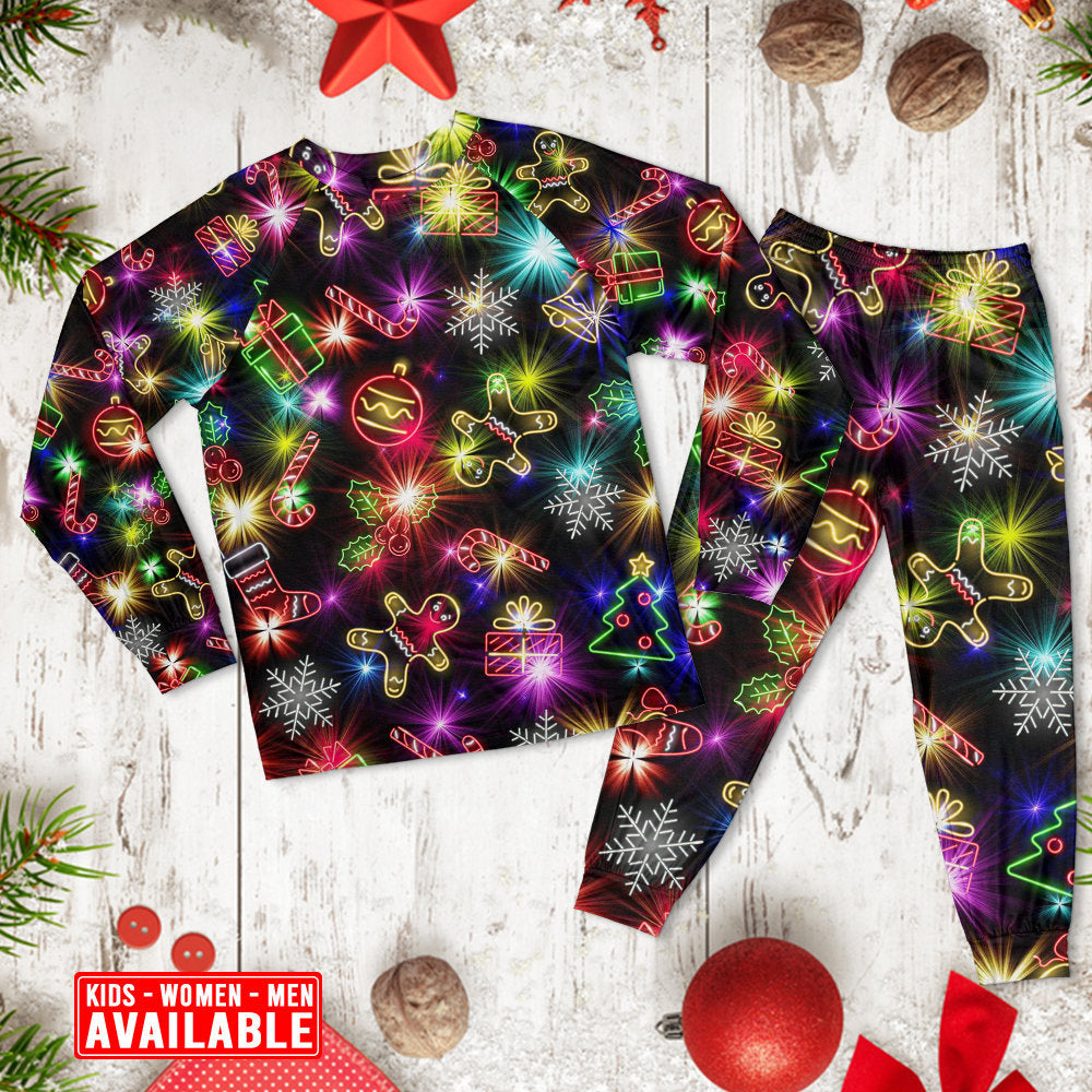 Christmas Tree Gifts Cookies And Gingerbread Long Sleeve Pajamas Set For Holiday Travel And Comfortable Home Wear