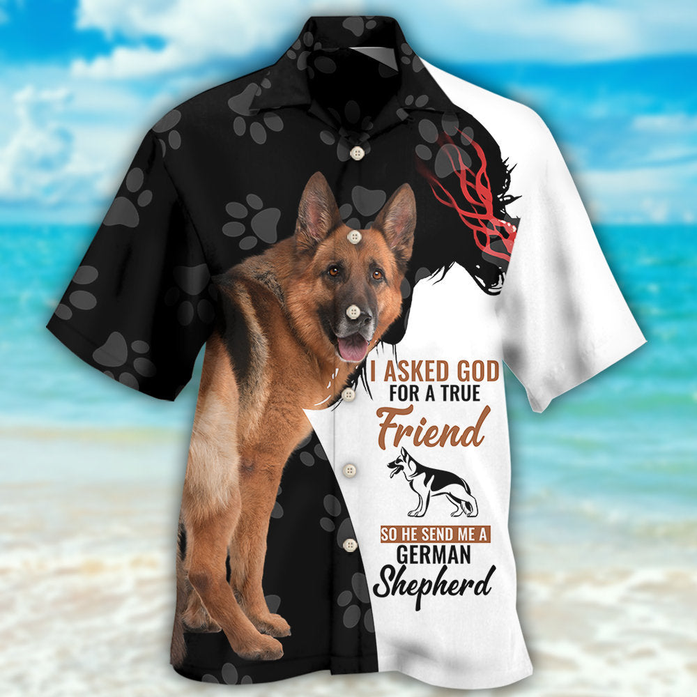 Creative German Shepherd Dog Hawaiian Shirt Fabric Pattern Detail For Island Holidays