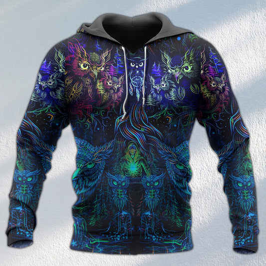 Colorful Dark Owl Witch Hoodie For Halloween Parties Autumn Outings And Spooky Everyday Style