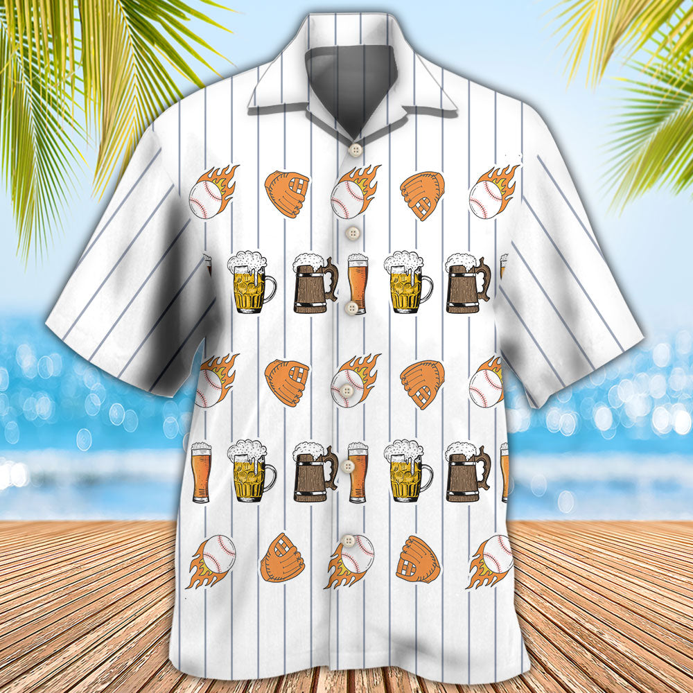 Baseball Beer Maybe People Hawaiian Shirt Pattern View For Relaxed Warm Weather Outfits