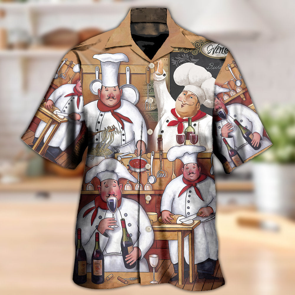 Vintage Master Chef Cooking Hawaiian Shirt Artwork Detail For Resort Trips And Outdoor Activities